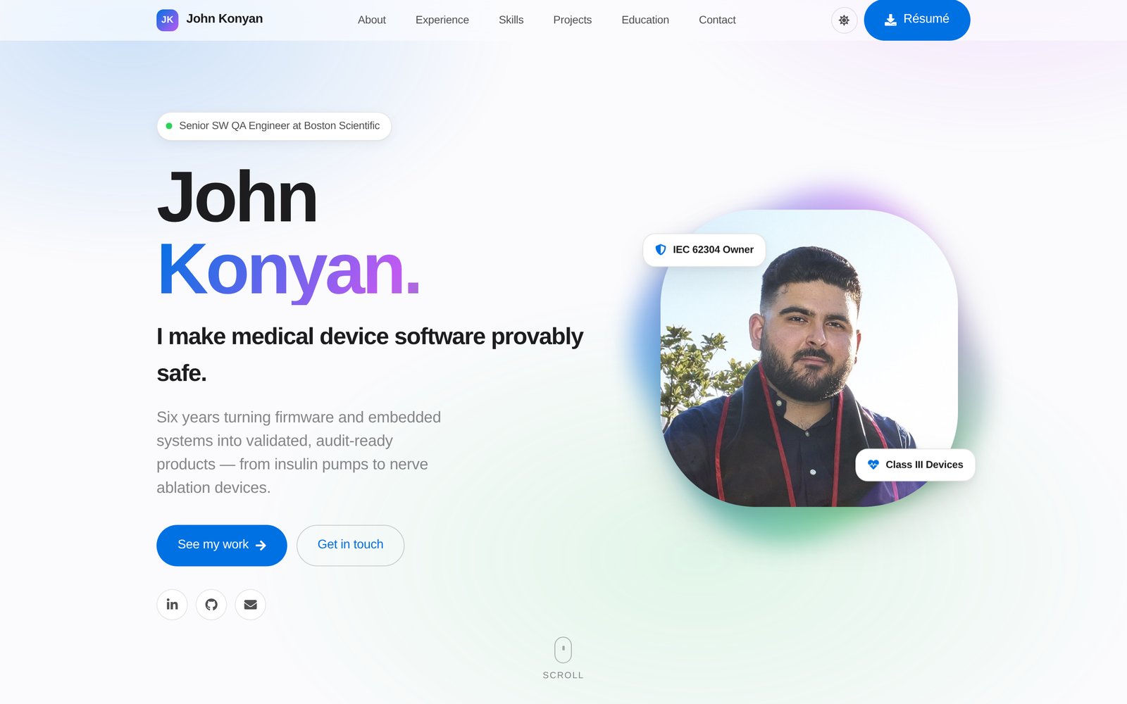 Screenshot of this portfolio website